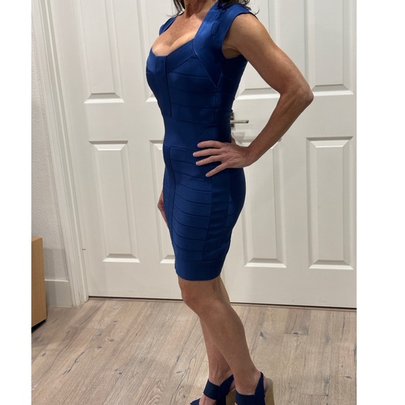 French Connection Bodycon Bandage Dress - Blue Size 2 - Picture 2 of 12